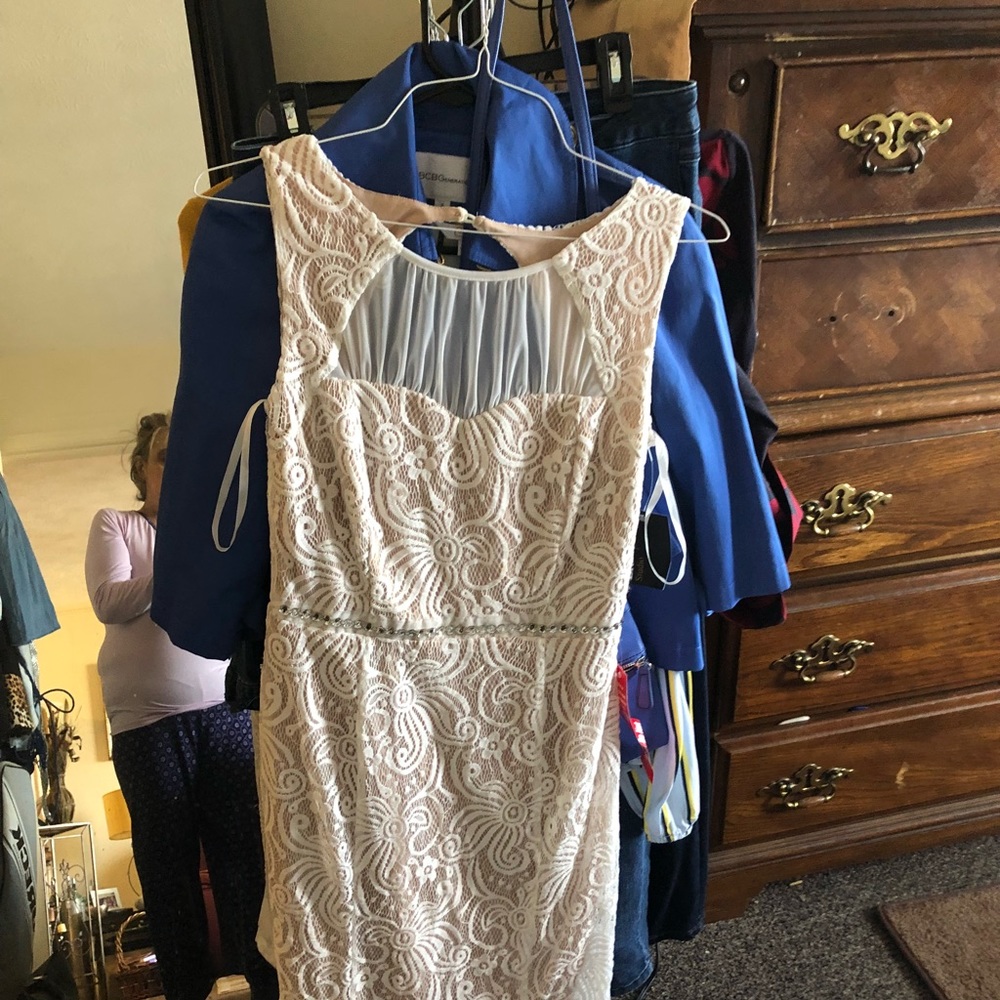 Long maxi dress beige and lace never worn tags on